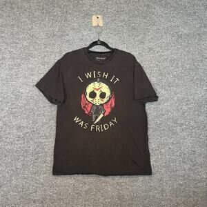 Friday The 13th Shirt Mens Large Black Short Sleeve Tshirt Horror Crewneck Jason